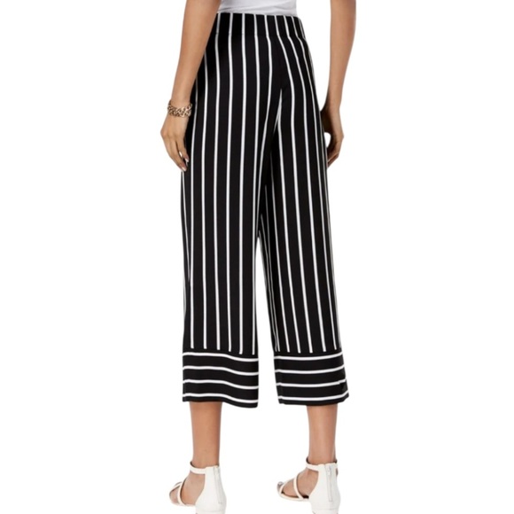 🔵 INC International Concepts Black and White Wide Leg Crop Pants Sz Petite Large - Picture 2 of 9